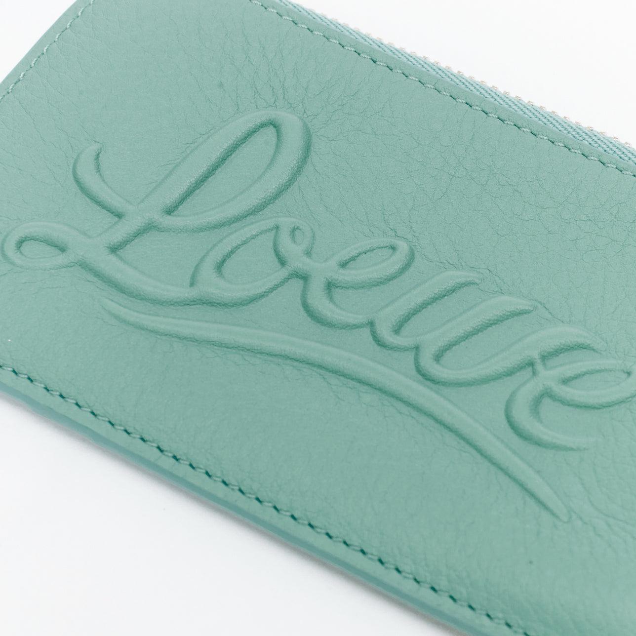 LOEWE teal blue leather hippo anagram pine charm logo zip holder For Sale 1