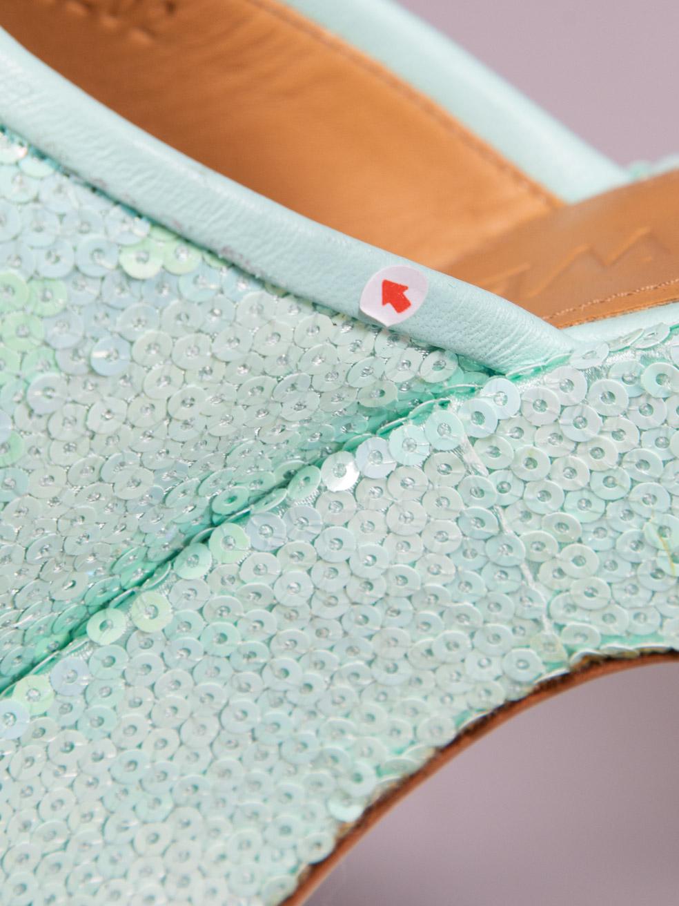 Loewe Turquoise Paula´s Ibiza Sequin Mules Size IT 37 5
