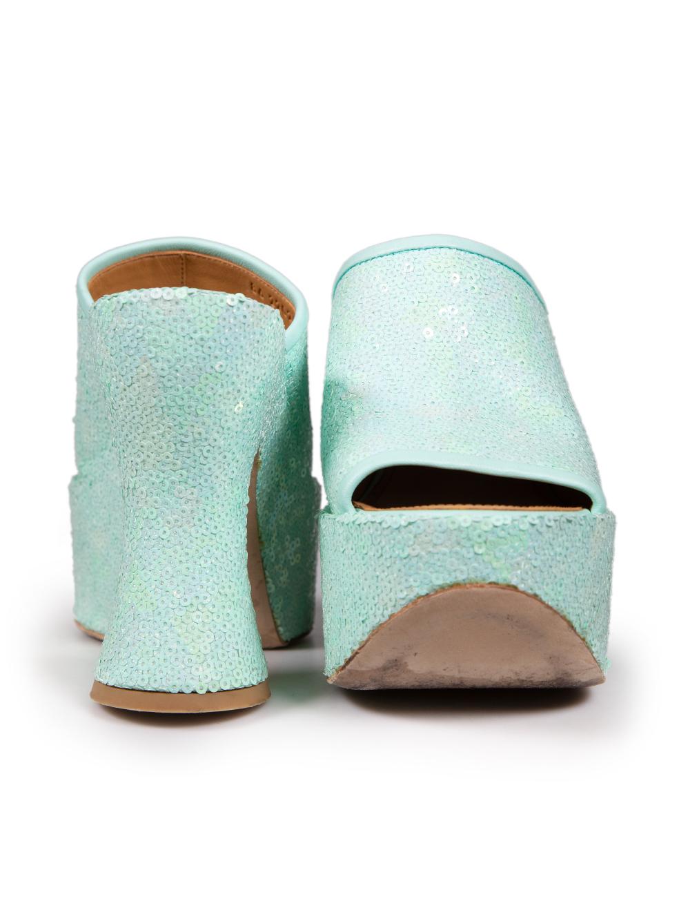 Gray Loewe Turquoise Paula´s Ibiza Sequin Mules Size IT 37