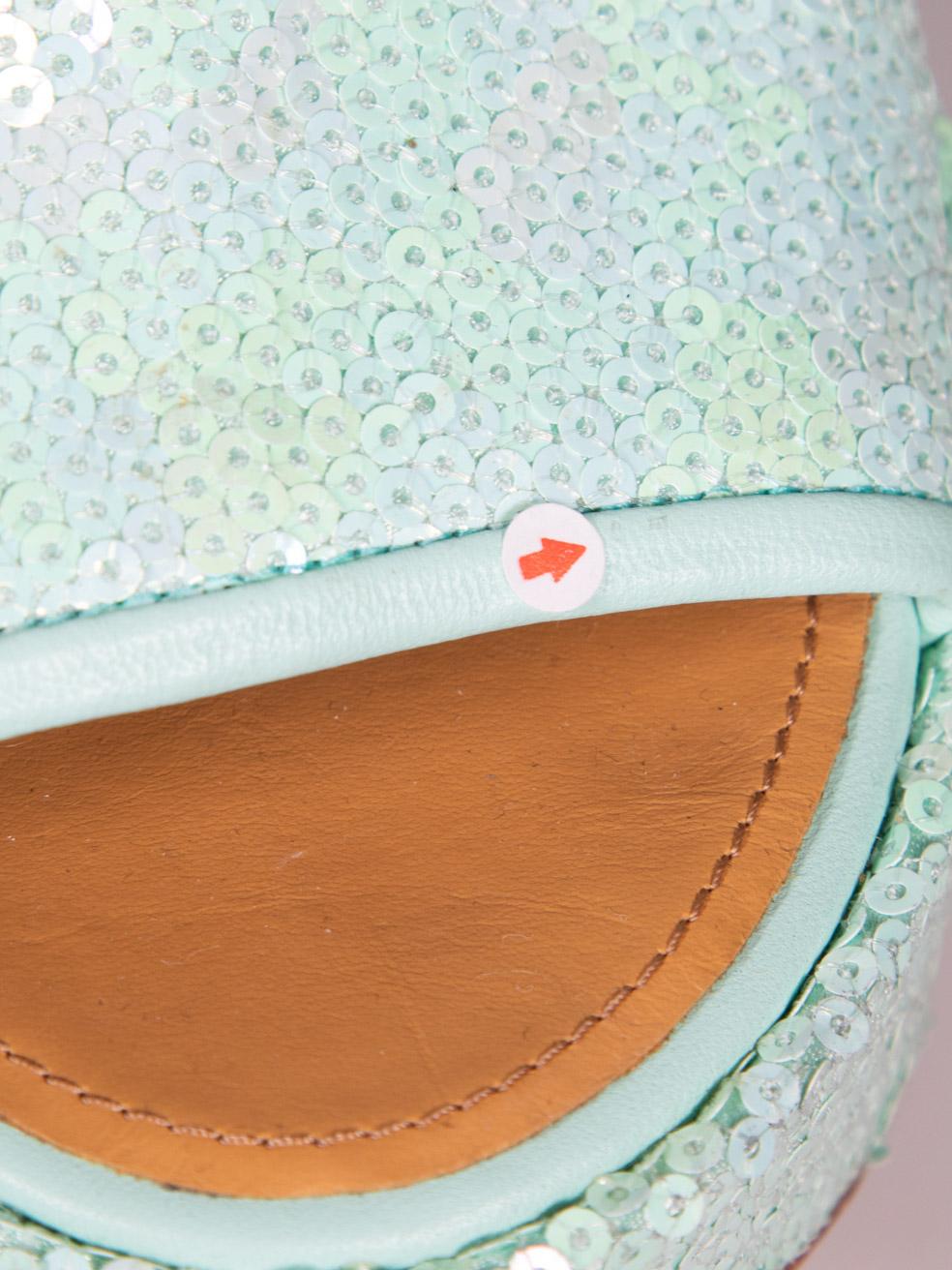 Loewe Turquoise Paula´s Ibiza Sequin Mules Size IT 37 2