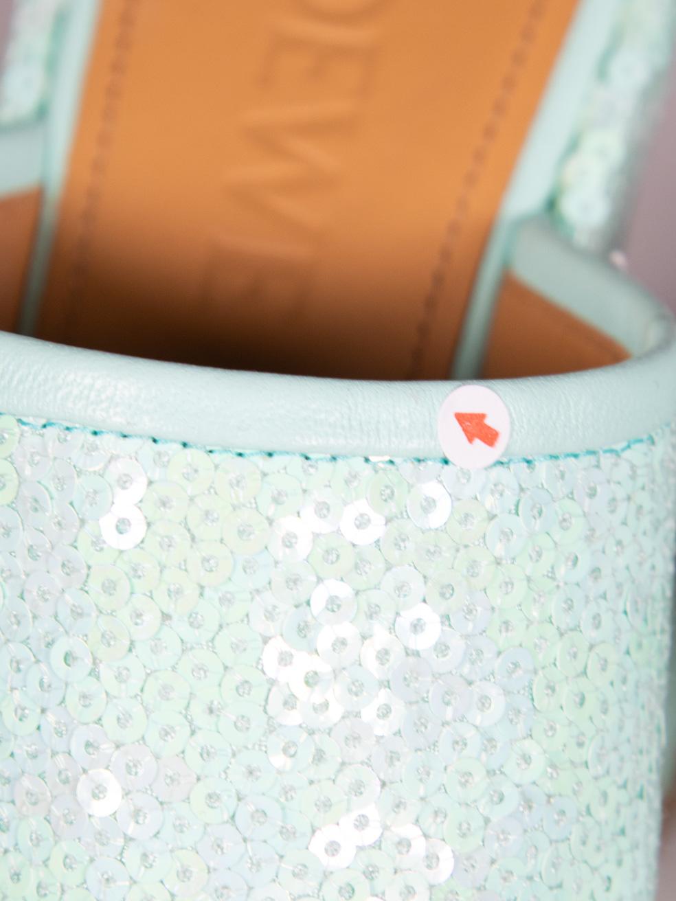 Loewe Turquoise Paula´s Ibiza Sequin Mules Size IT 37 3