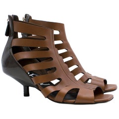 Loewe Two-Tone Leather Cut-Out Kitten Heel Sandals SIZE 38