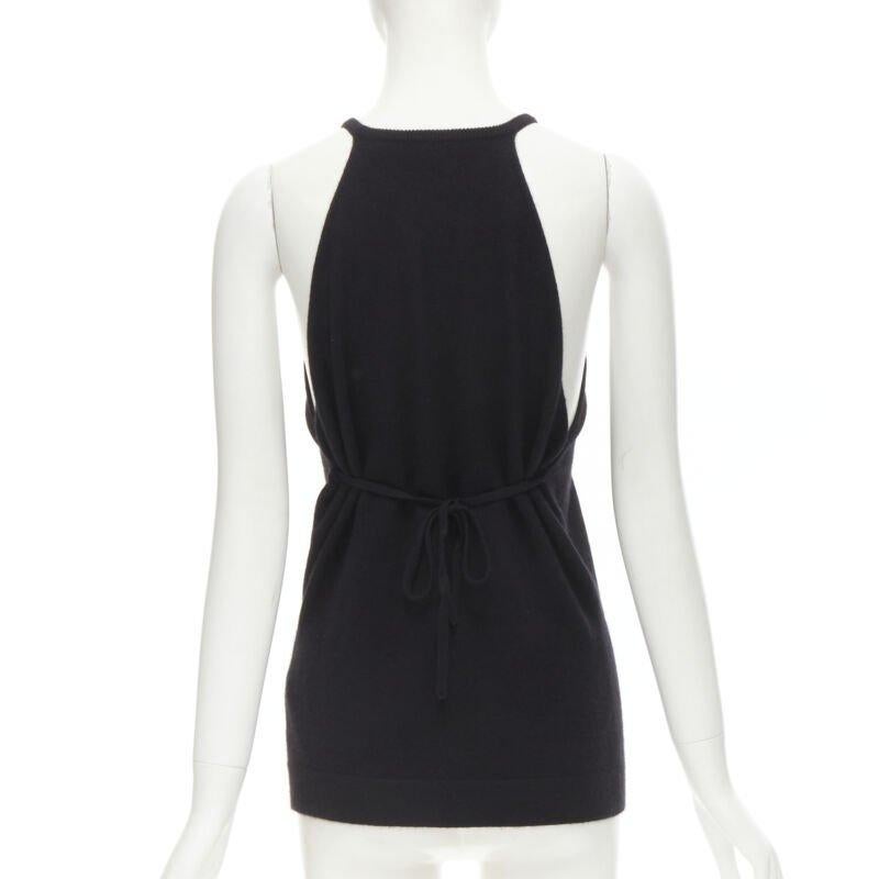 Women's LOEWE Vintage 100% cashmere black knit racer back vest top S