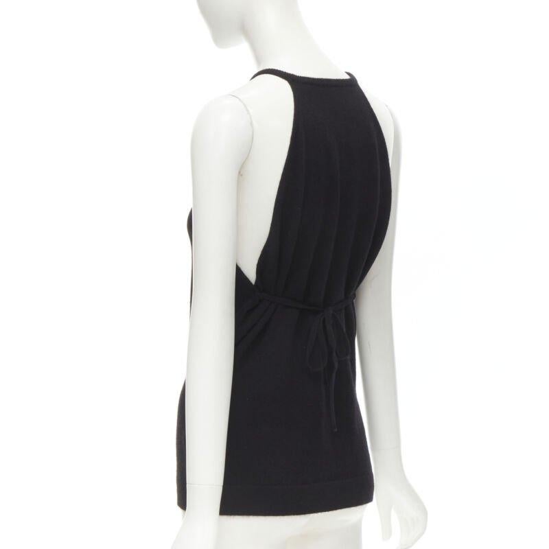 LOEWE Vintage 100% cashmere black knit racer back vest top S 1