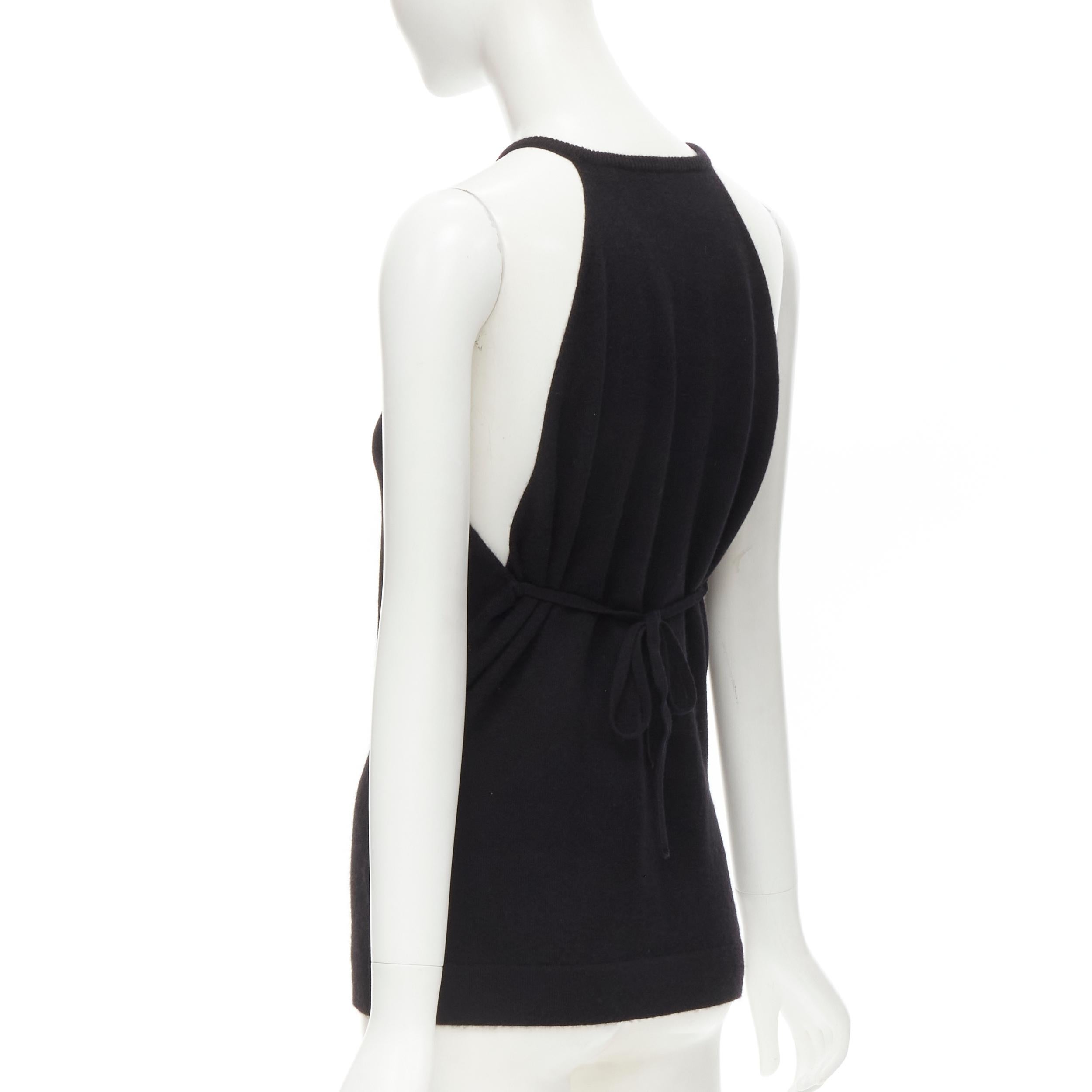 Black LOEWE Vintage 100% cashmere black knit racer back vest top S
