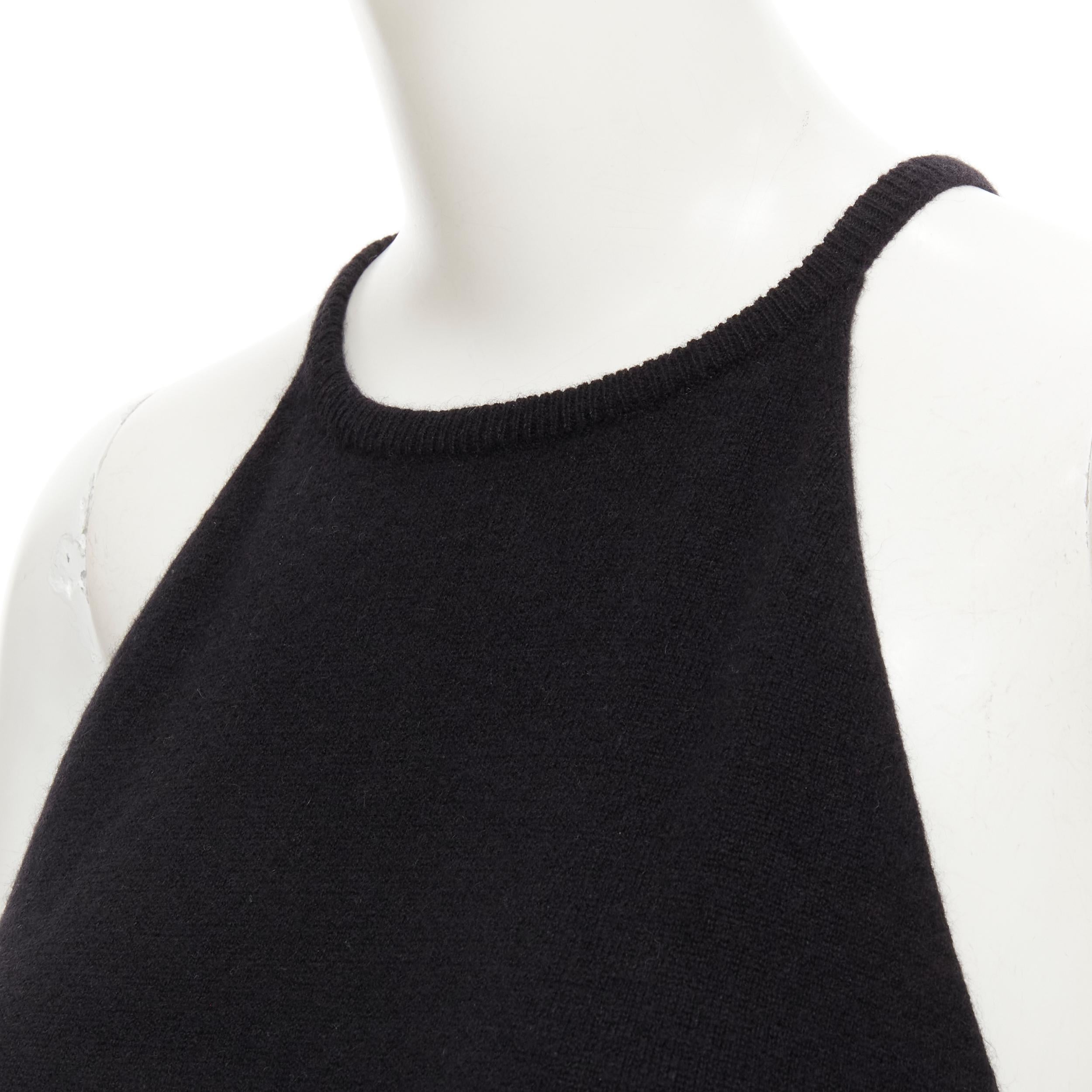 LOEWE Vintage 100% cashmere black knit racer back vest top S In Excellent Condition In Hong Kong, NT