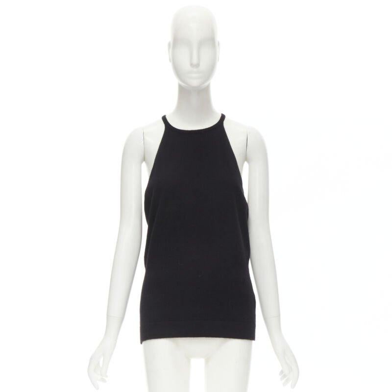 LOEWE Vintage 100% cashmere black knit racer back vest top S 4