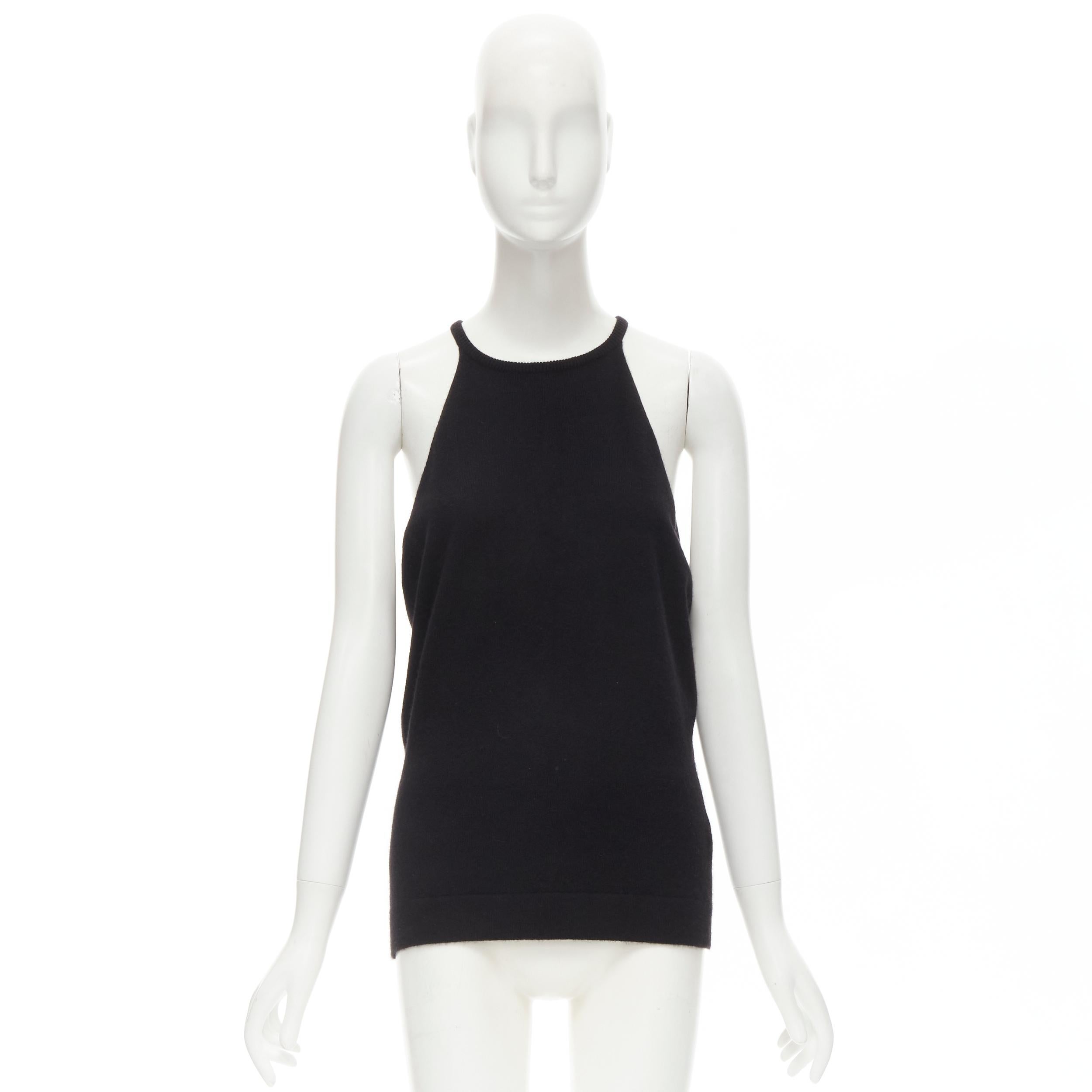 LOEWE Vintage 100% cashmere black knit racer back vest top S 1