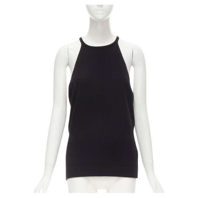 LOEWE Vintage 100% cashmere black knit racer back vest top S For Sale ...