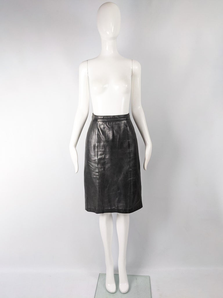Loewe Vintage 1980s Black Leather Skirt For Sale at 1stDibs