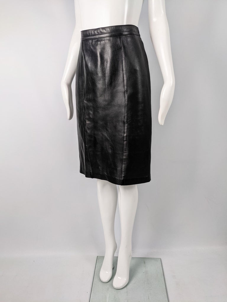Loewe Vintage 1980s Black Leather Skirt For Sale at 1stDibs