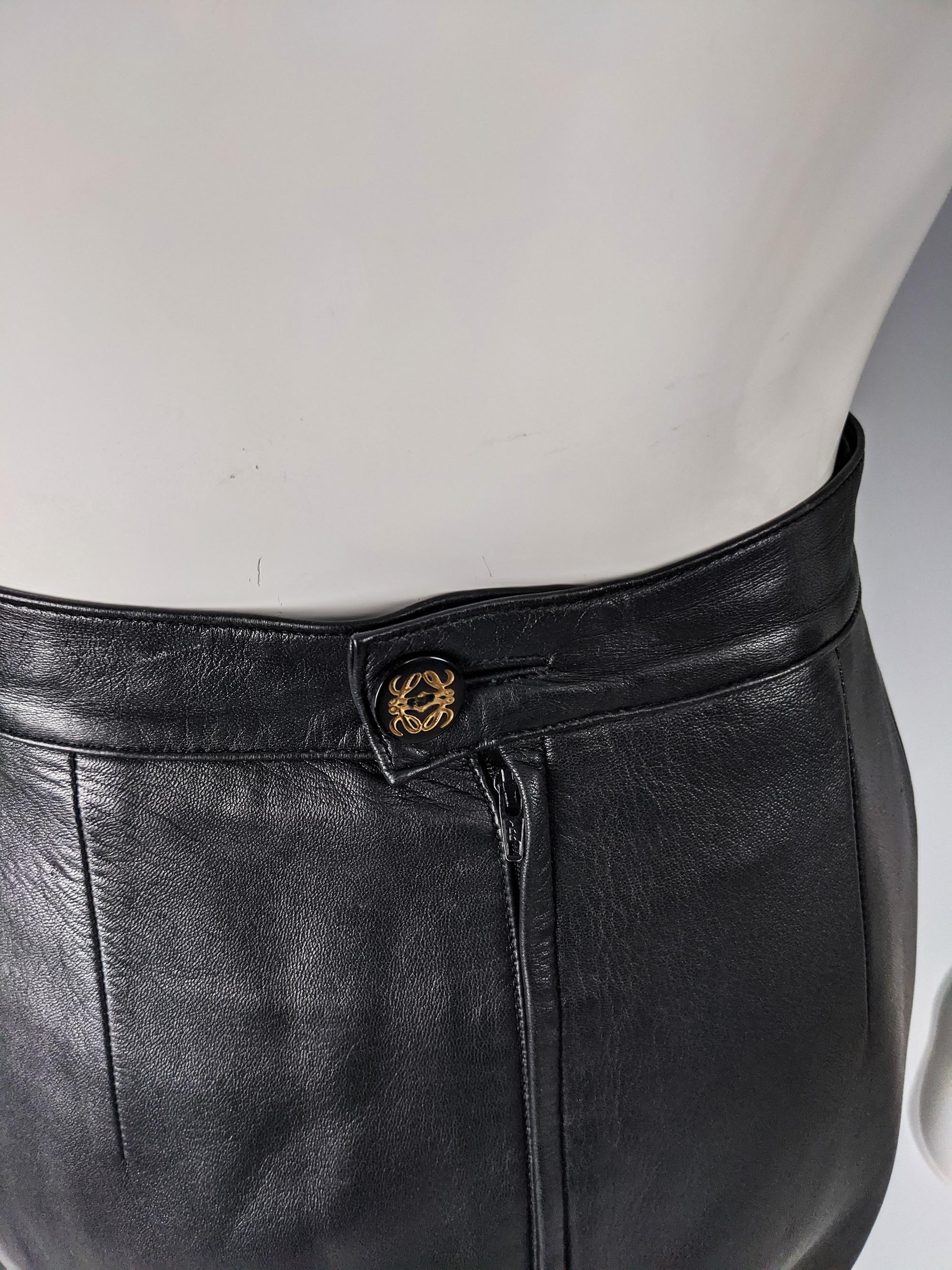 Women's Loewe Vintage 1980s Black Leather Skirt