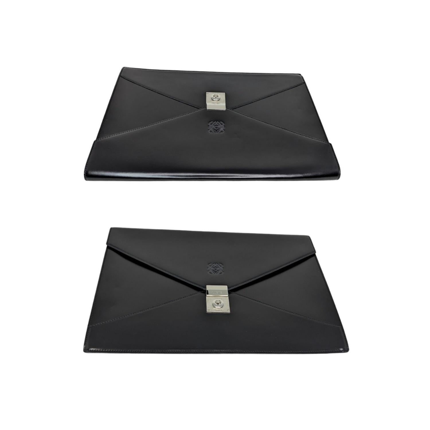 Loewe Vintage Black Anagram Embossed Envelope Portfolio 1