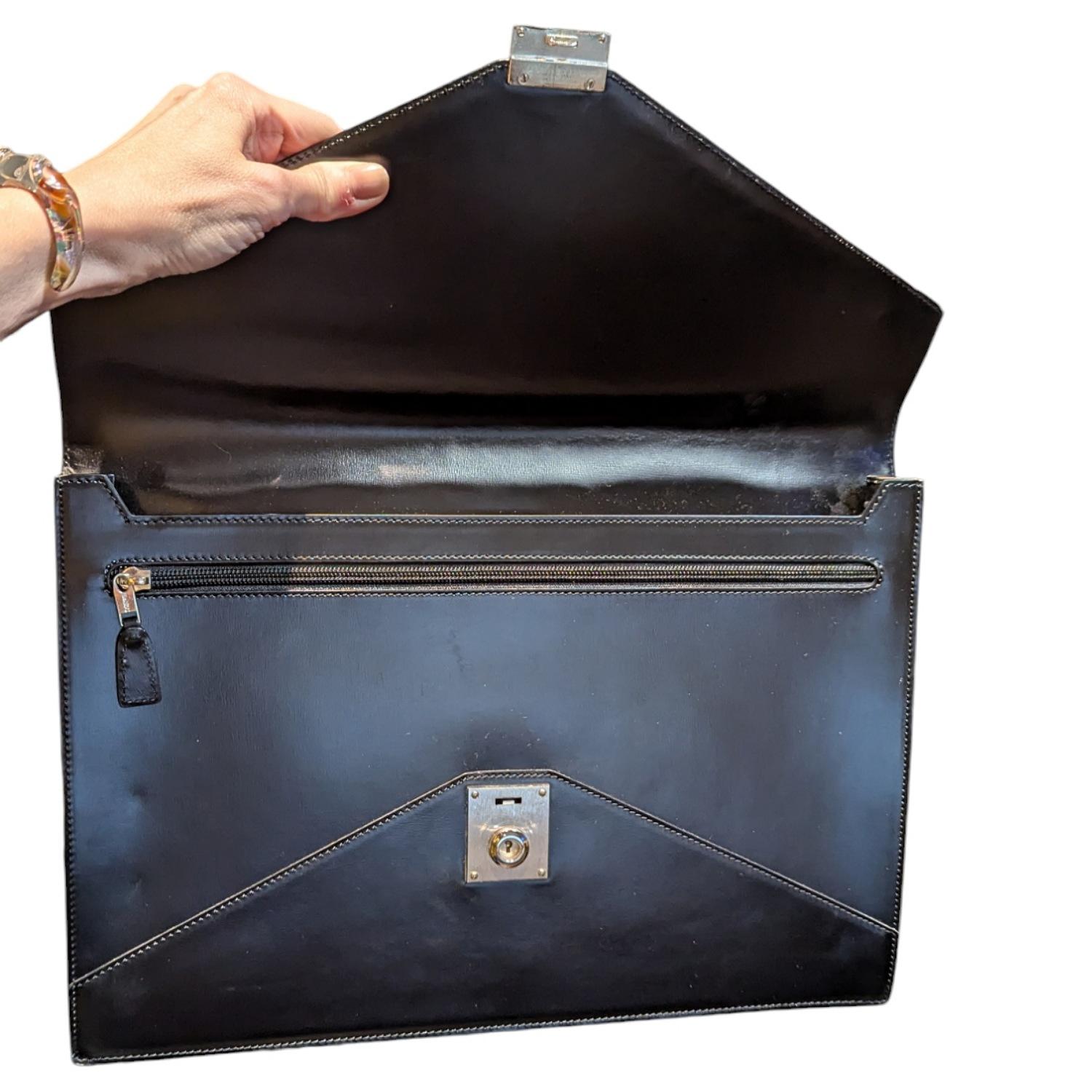 Loewe Vintage Black Anagram Embossed Envelope Portfolio 2