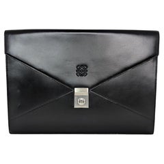 Loewe Vintage Black Anagram Embossed Envelope Portfolio