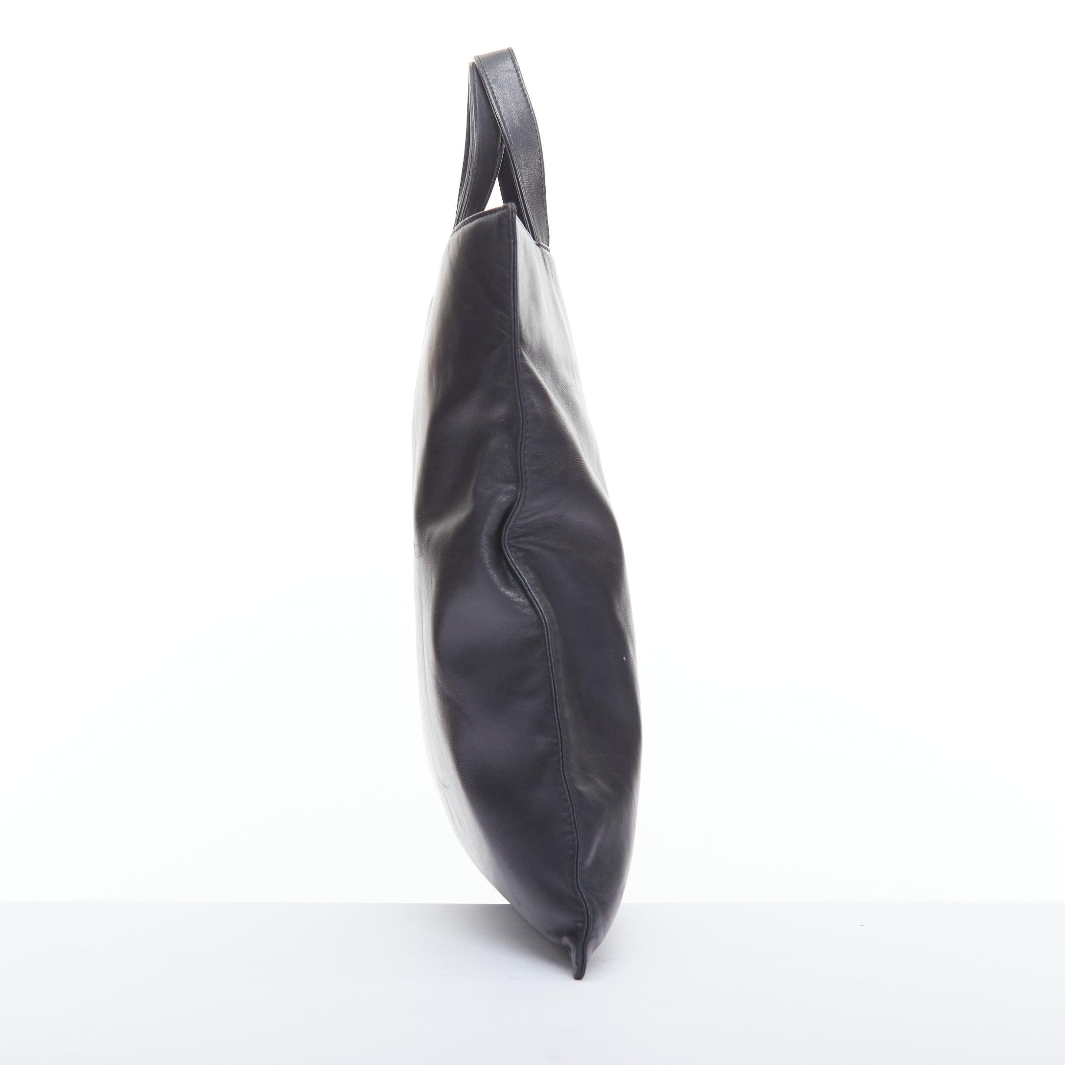 LOEWE Vintage black anagram logo soft leather square tote bag In Good Condition For Sale In Hong Kong, NT