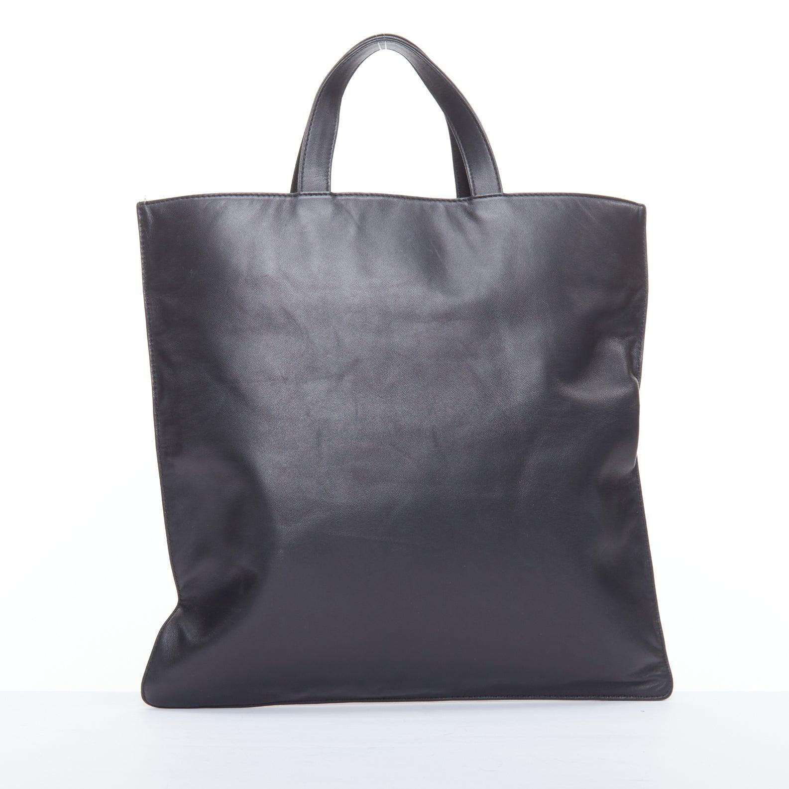 Women's LOEWE Vintage black anagram logo soft leather square tote bag For Sale
