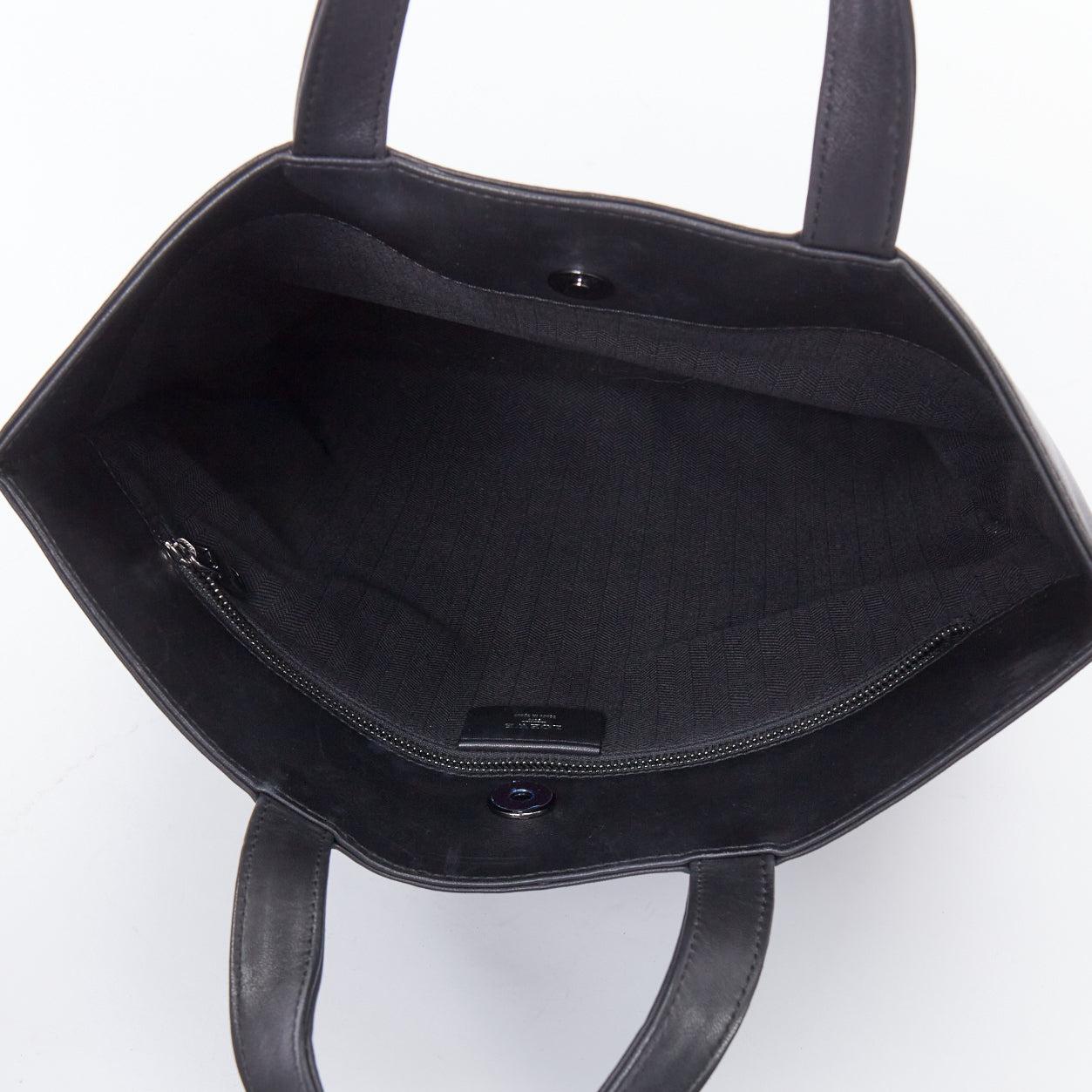 LOEWE Vintage black anagram logo soft leather square tote bag For Sale 4
