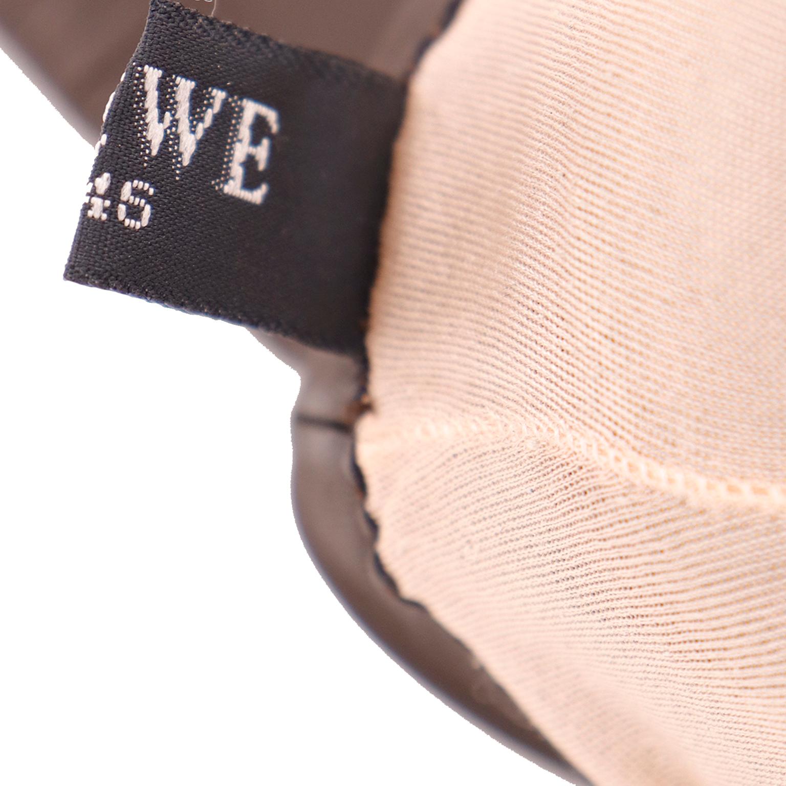 Loewe Vintage Brown Leather Silk Lined Gloves 2