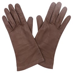 Loewe Vintage Brown Leather Silk Lined Gloves