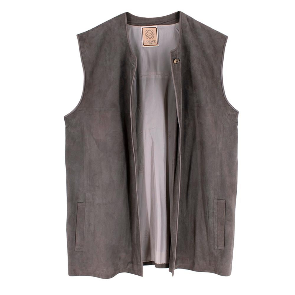 Loewe Vintage Grey Suede Gilet - Size US 14 For Sale 2