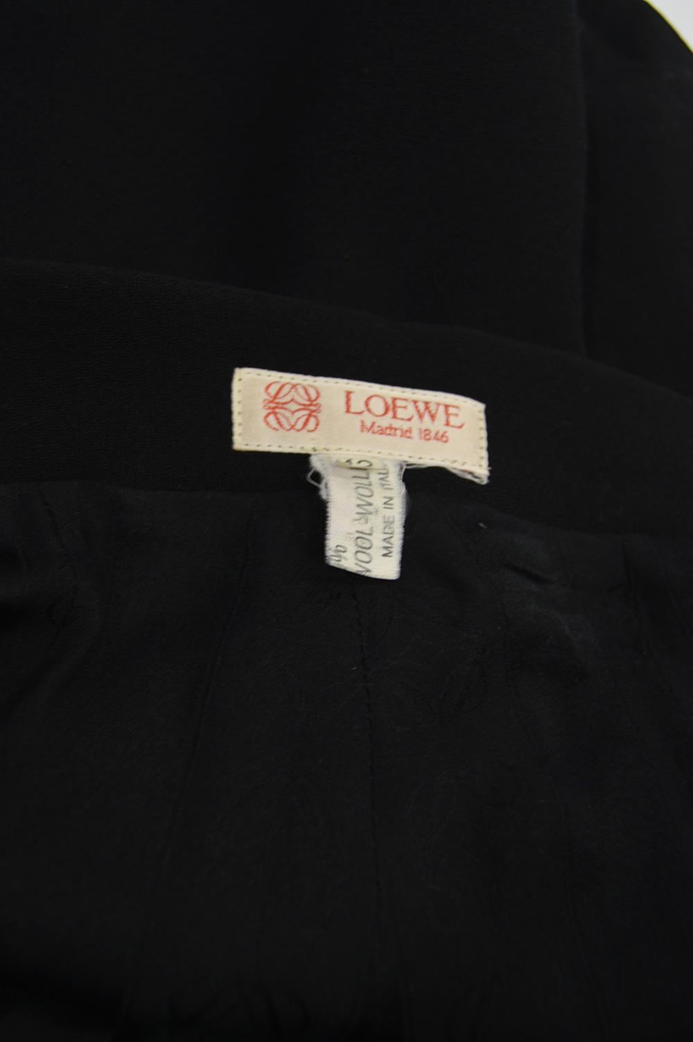 Loewe Vintage High Waisted Wool Crepe & Black Suede Wide Leg Shorts, 1980s 4