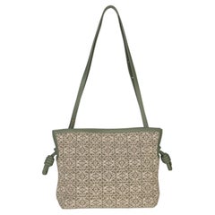 Loewe Vintage Khaki Jacquard Anagram Calfskin Mini Flamenco Knot Clutch