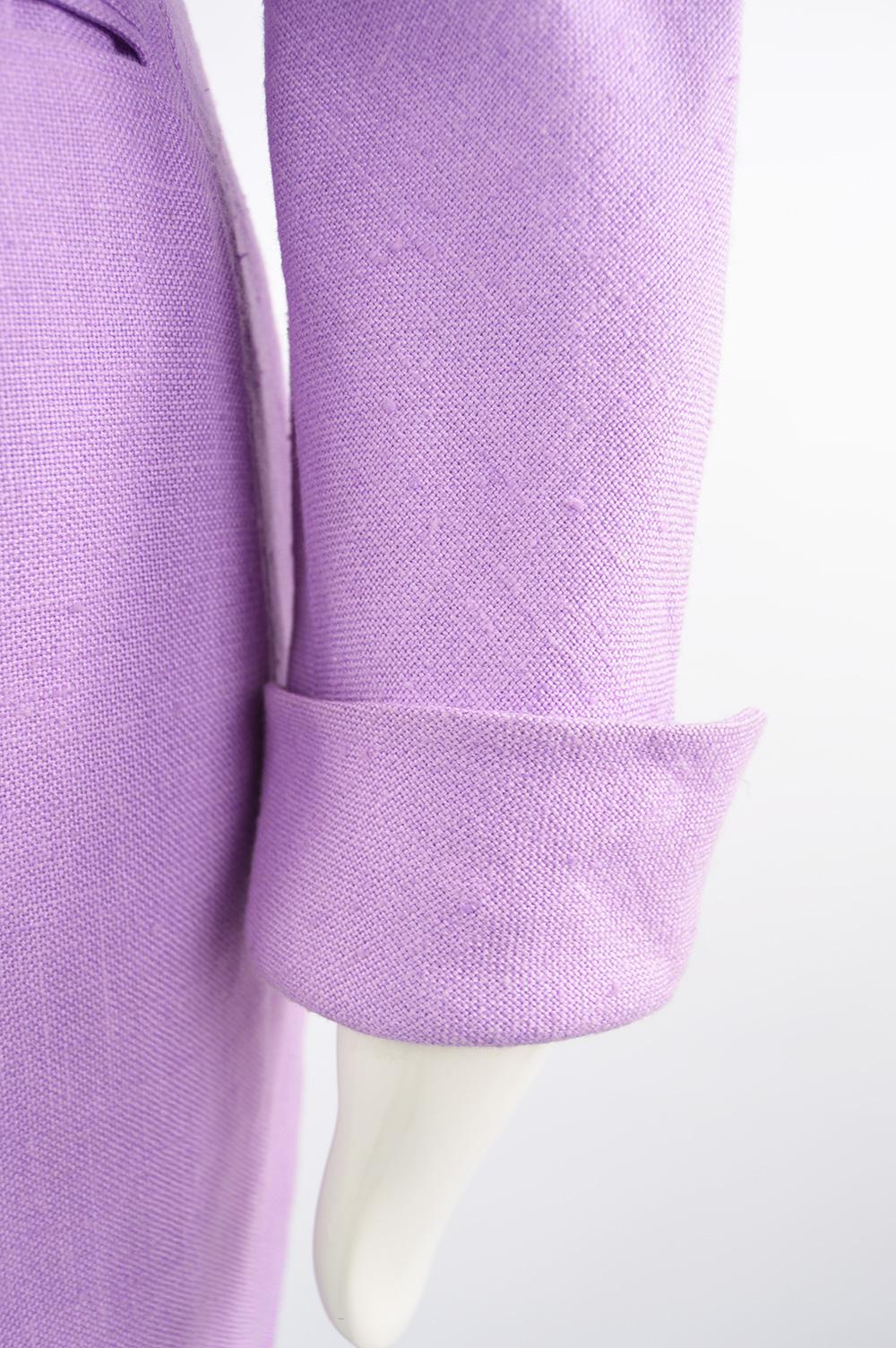 Loewe Vintage Lavender Linen Boned Dress & Raglan Sleeve Bolero Jacket Suit In Good Condition For Sale In Doncaster, South Yorkshire