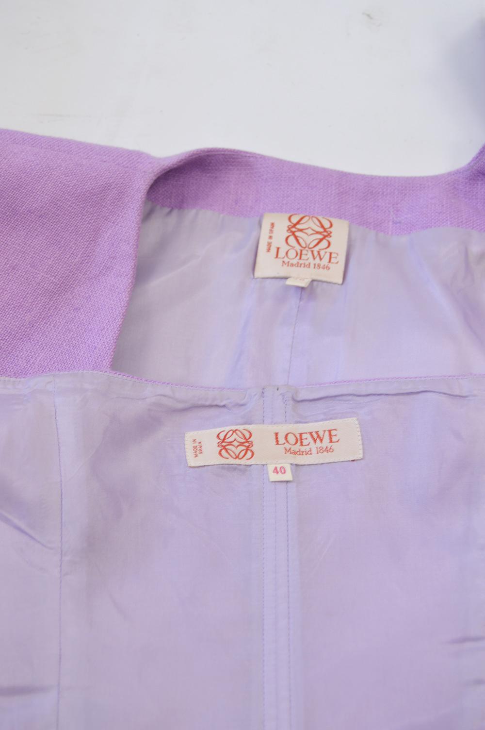 Loewe Vintage Lavender Linen Boned Dress & Raglan Sleeve Bolero Jacket Suit For Sale 1
