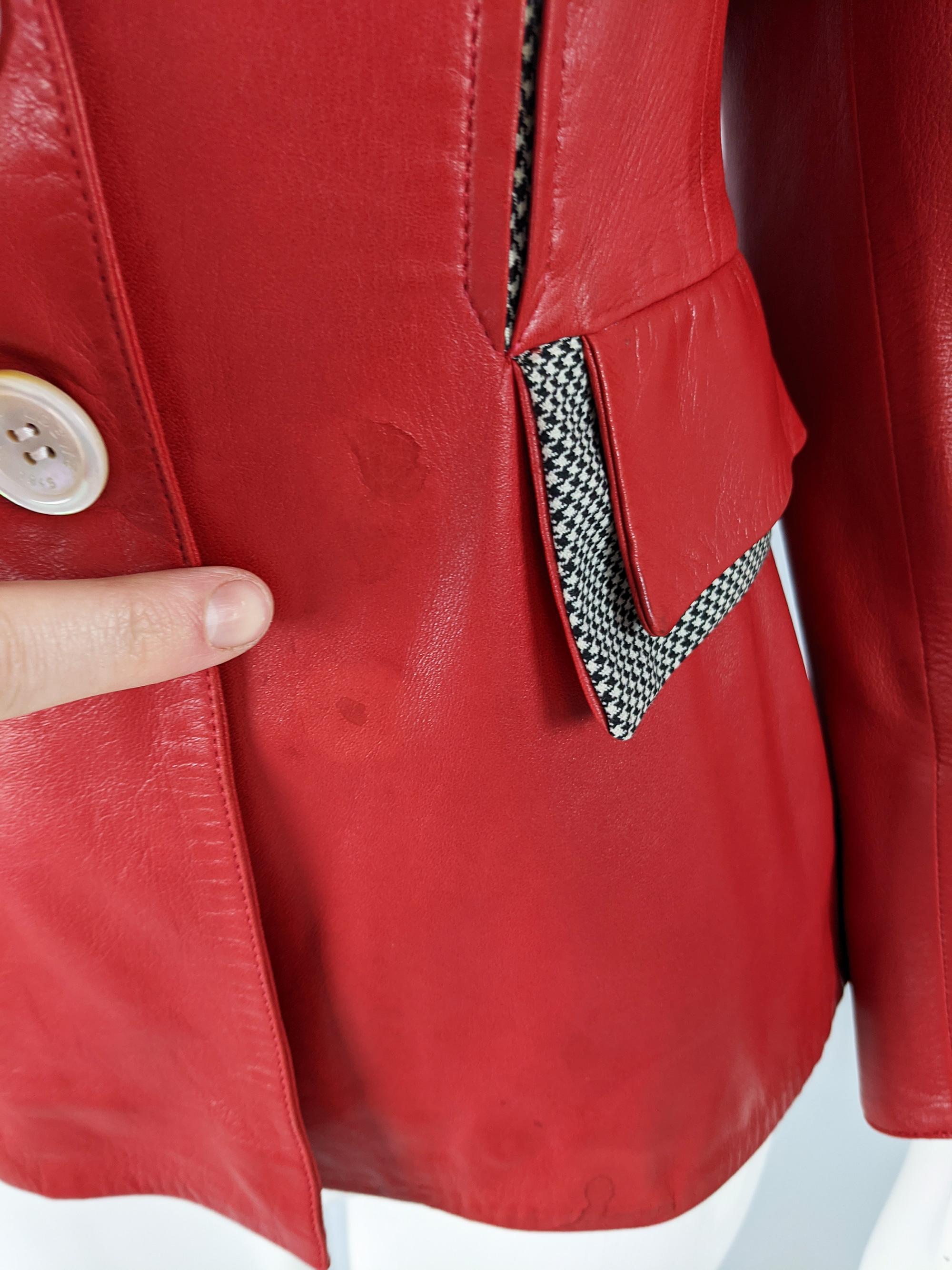 Loewe Vintage Red Leather Womens Jacket 3