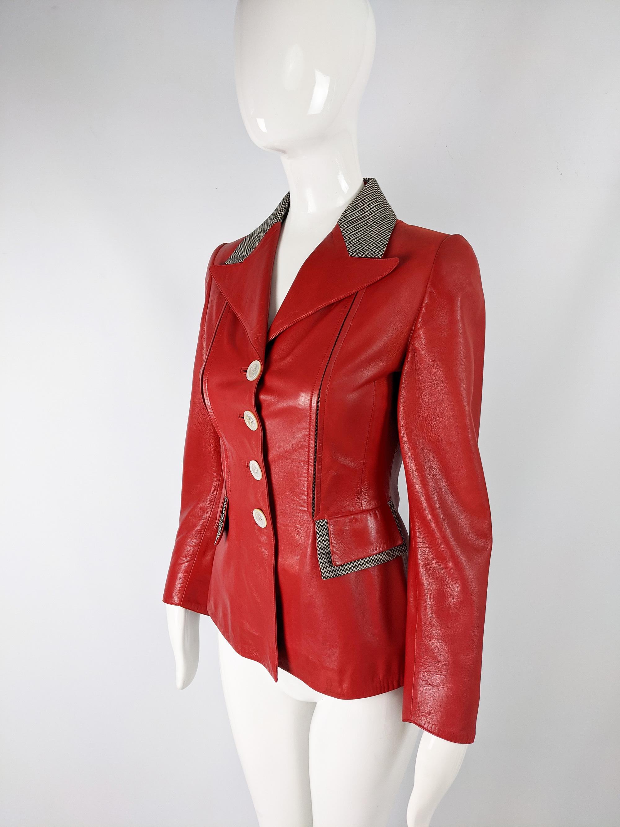 Loewe Vintage Red Leather Womens Jacket In Good Condition In Doncaster, South Yorkshire