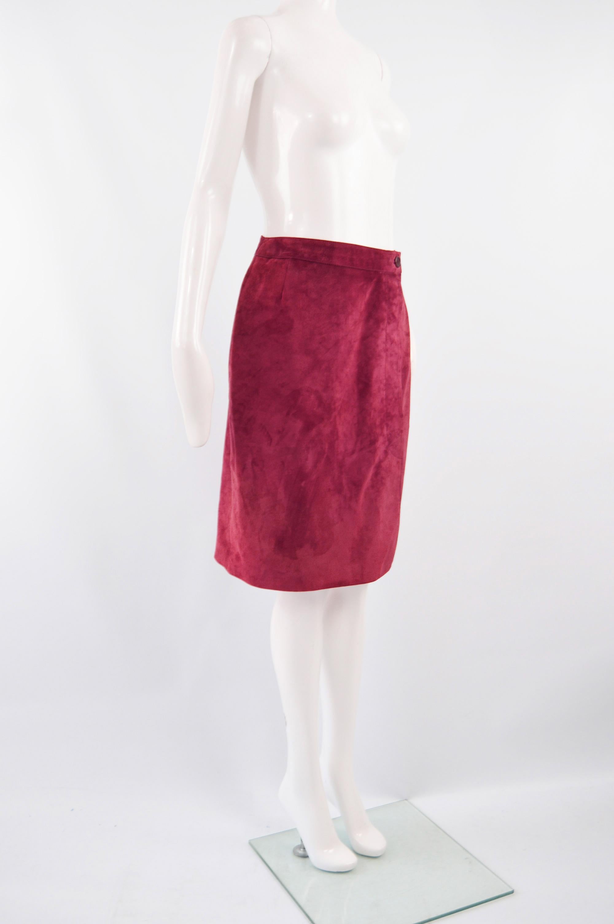 Women's Loewe Vintage Red Suede Skirt For Sale