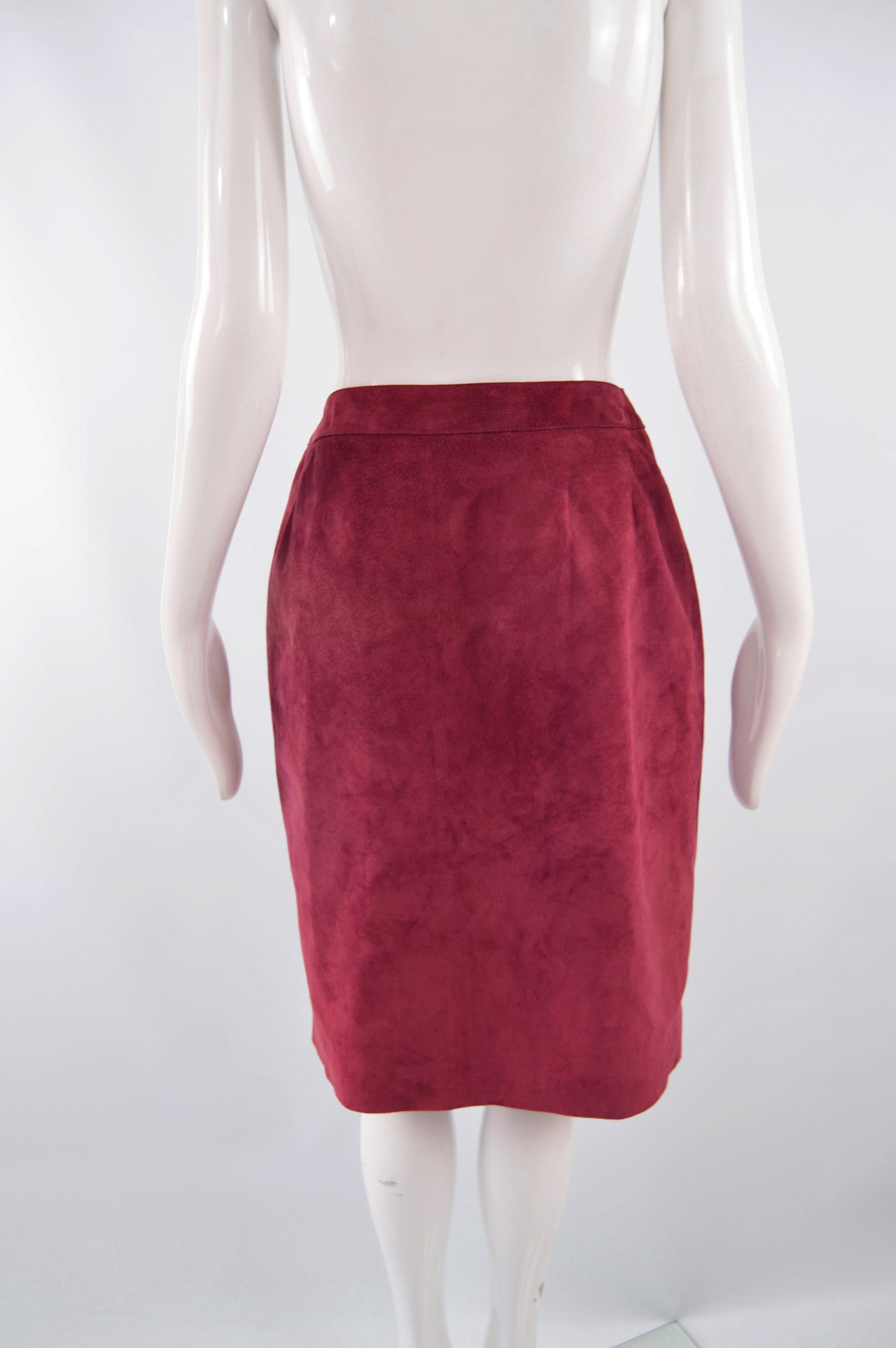 Loewe Vintage Red Suede Skirt For Sale 1