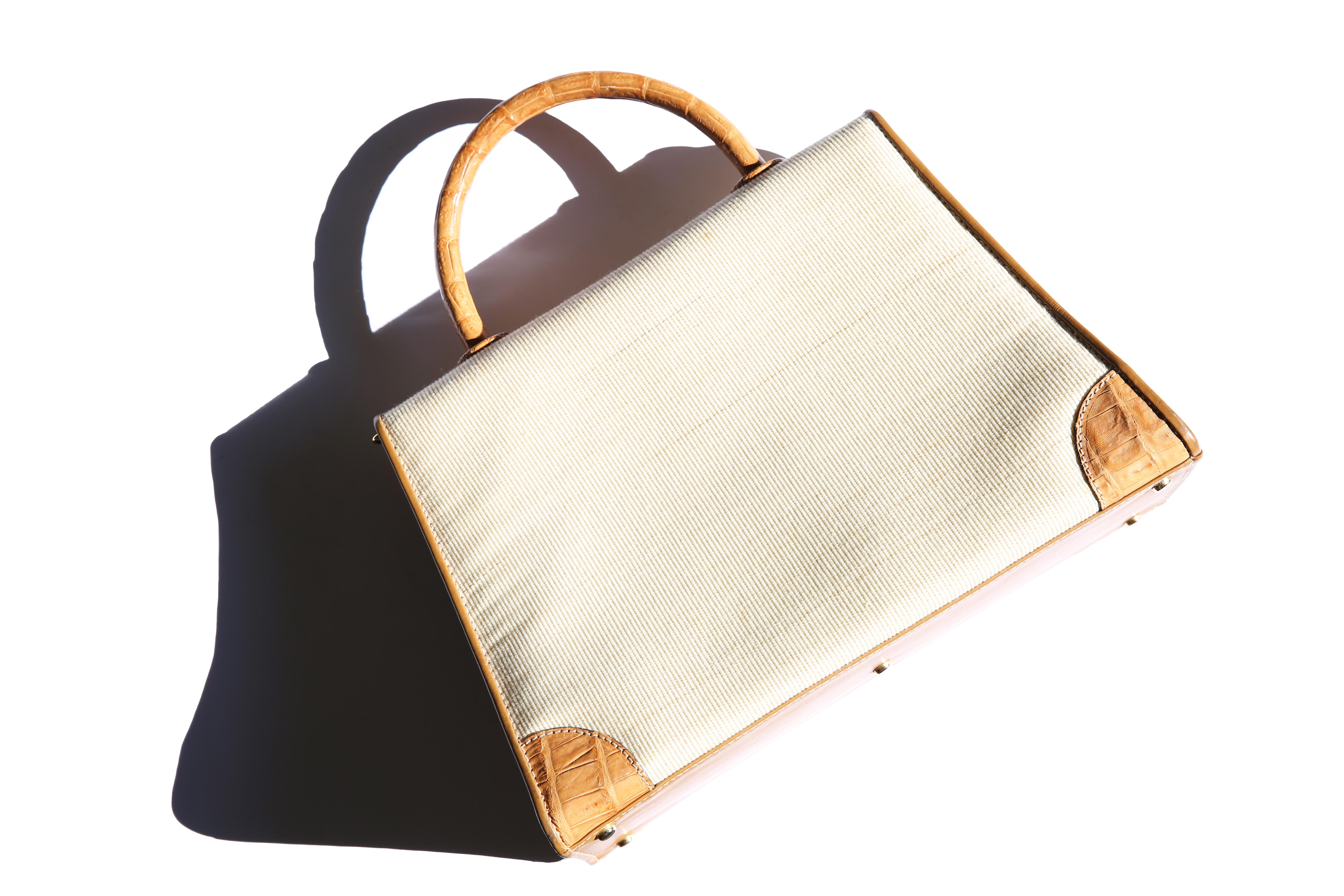 Loewe vintage trapezoidal ivory woven leather top handle satchel shoulder bag 6