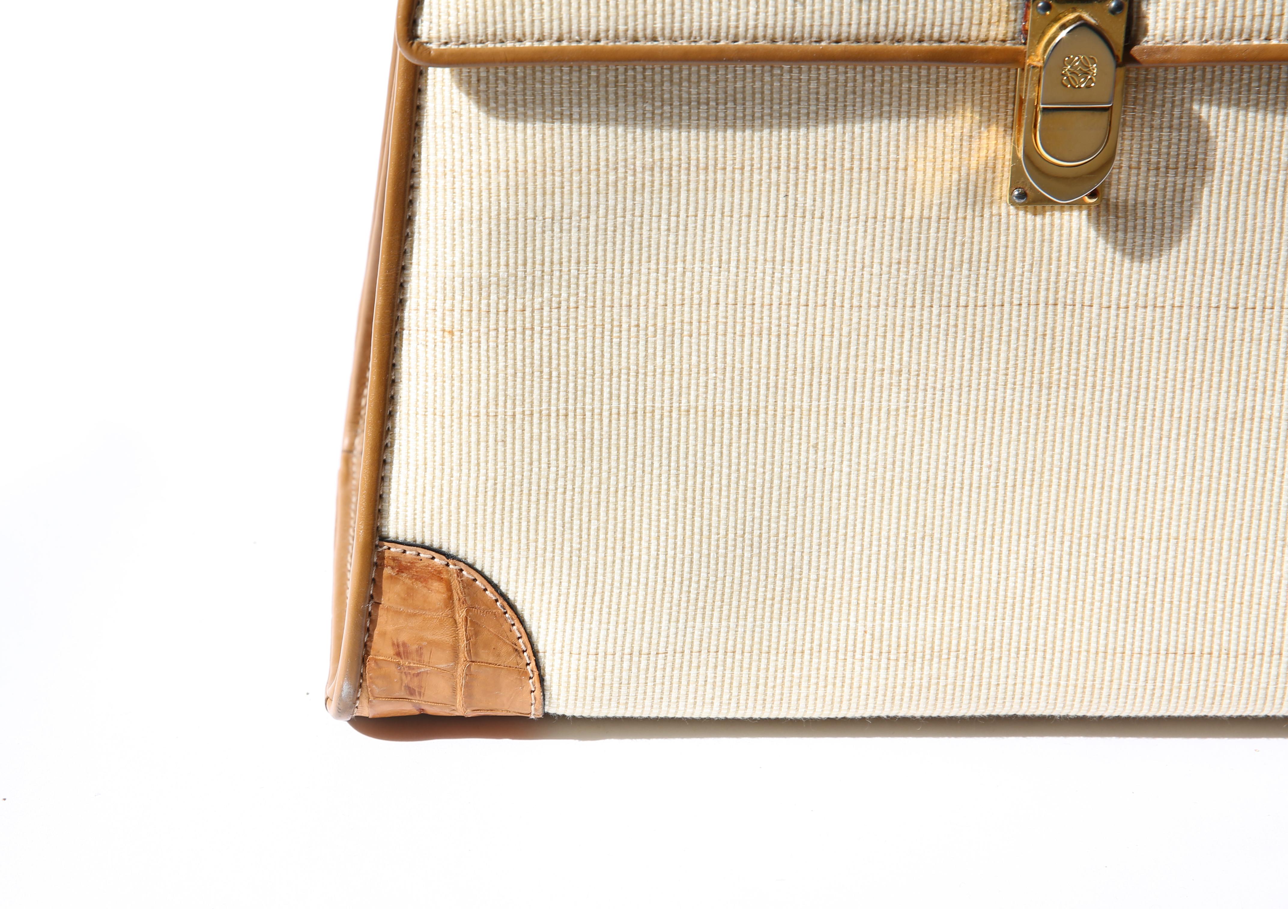 Loewe vintage trapezoidal ivory woven leather top handle satchel shoulder bag 7