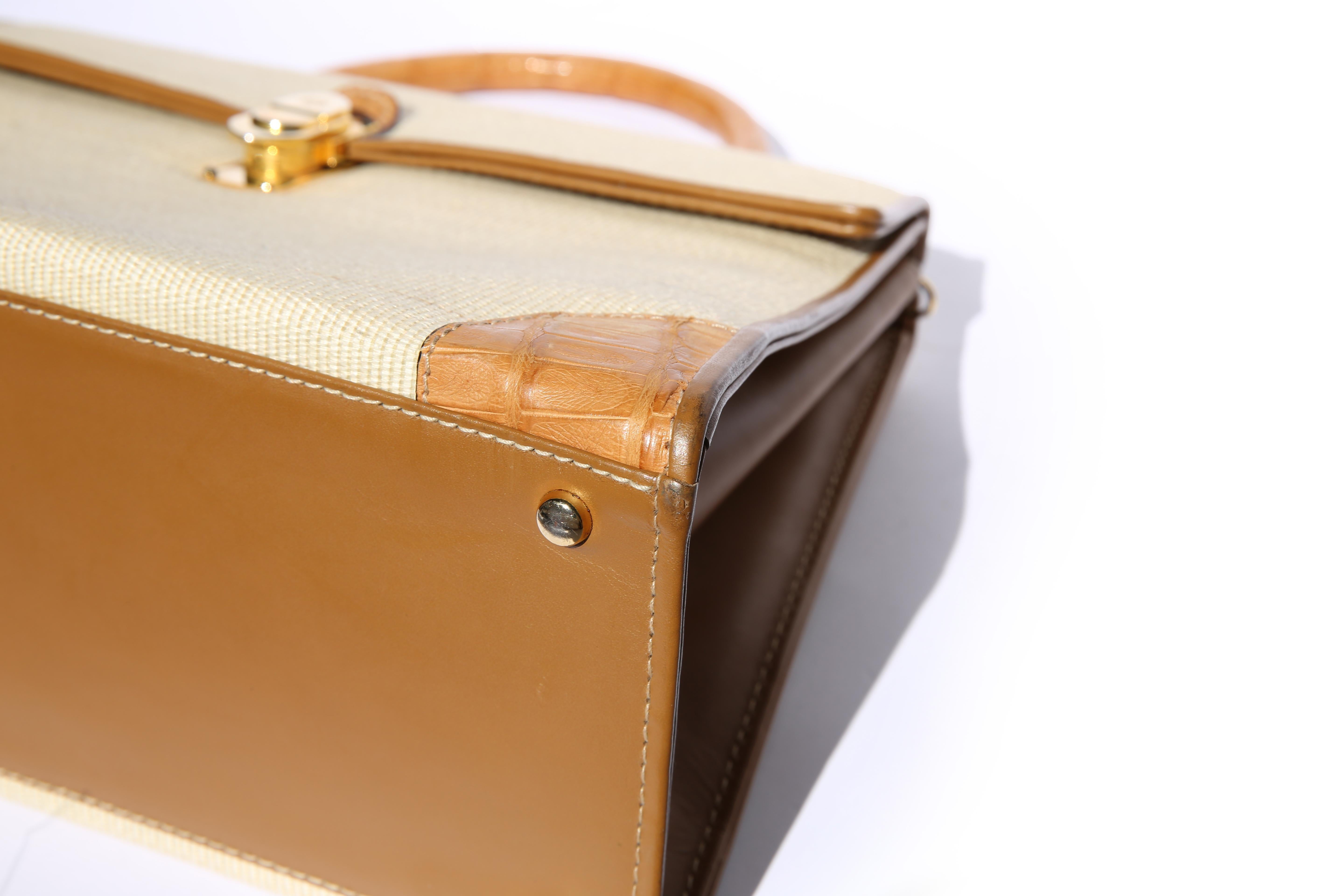 Loewe vintage trapezoidal ivory woven leather top handle satchel shoulder bag 10