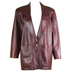 Loewe Vintage Damen 'Bordeaux Wine' Schultergepolsterte Lederjacke:: 1980er Jahre