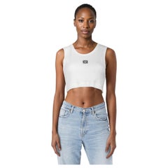 Used Loewe White Anagram Cropped Vest Top Size L