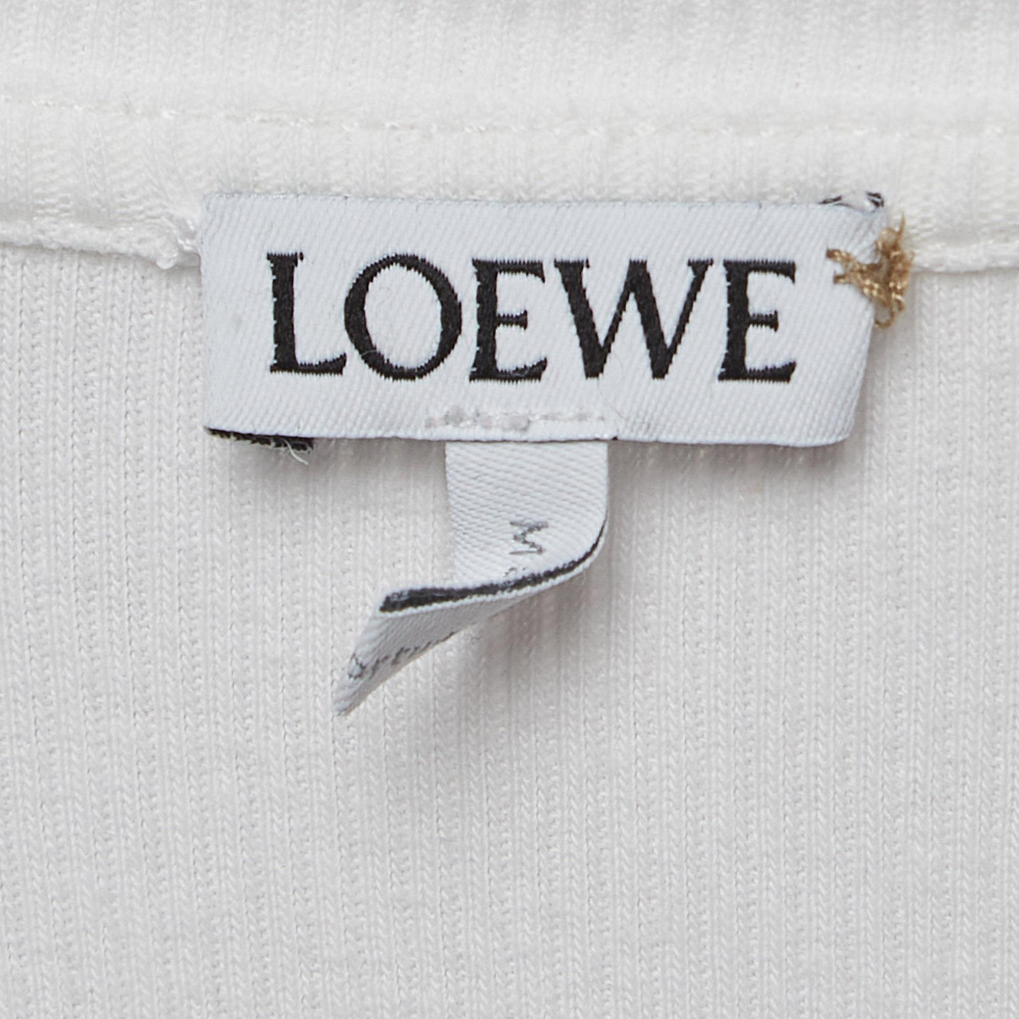 Loewe White Anagram Embroidered Rib Knit Tank Top XS 1
