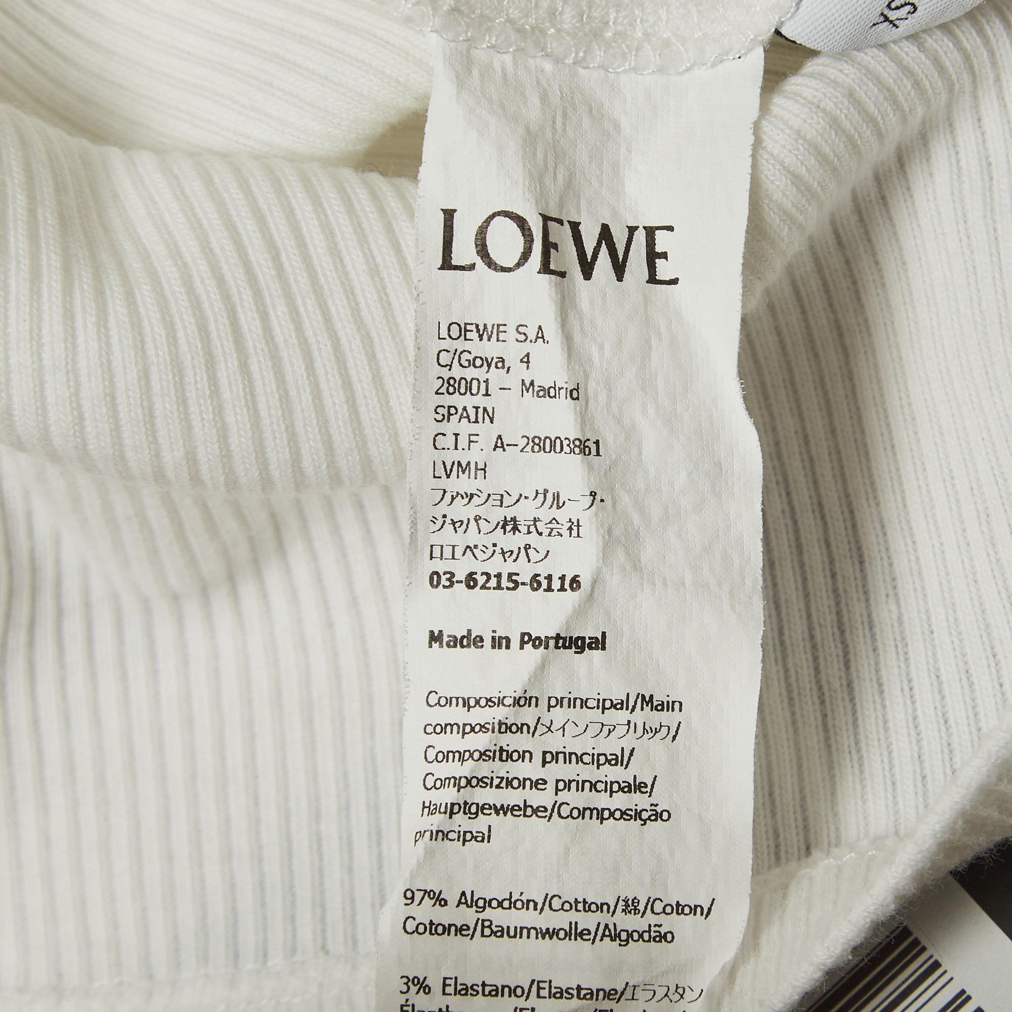 Loewe White Anagram Embroidered Rib Knit Tank Top XS 2