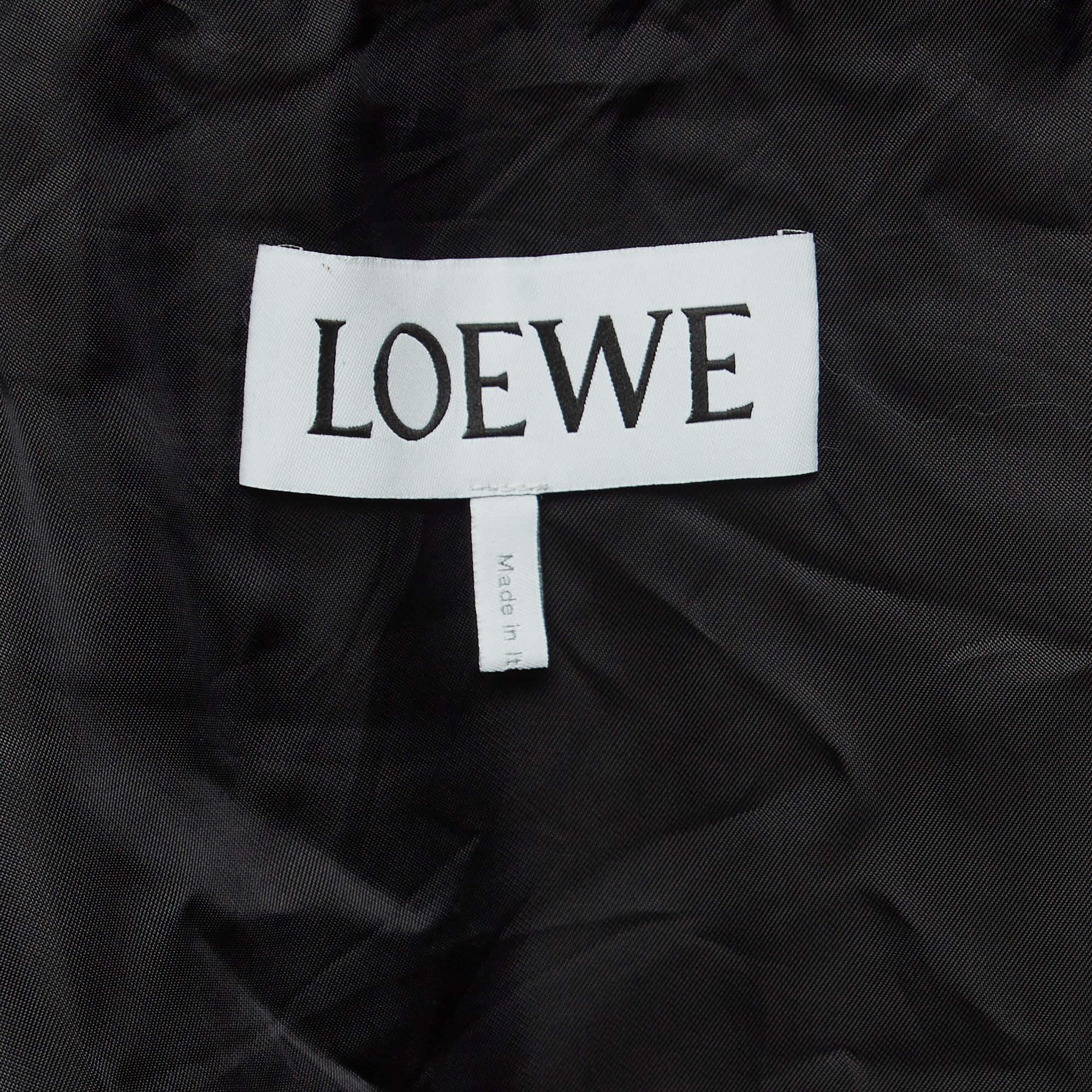 Loewe White/Blue Floral Motif Jacquard Duffel Coat M 1