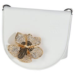 Loewe White Calfskin Heel Metal Flower Crossbody