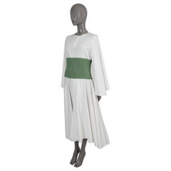 LOEWE white cotton 2020 SMOCKED POPLIN MIDI Dress 38 XS