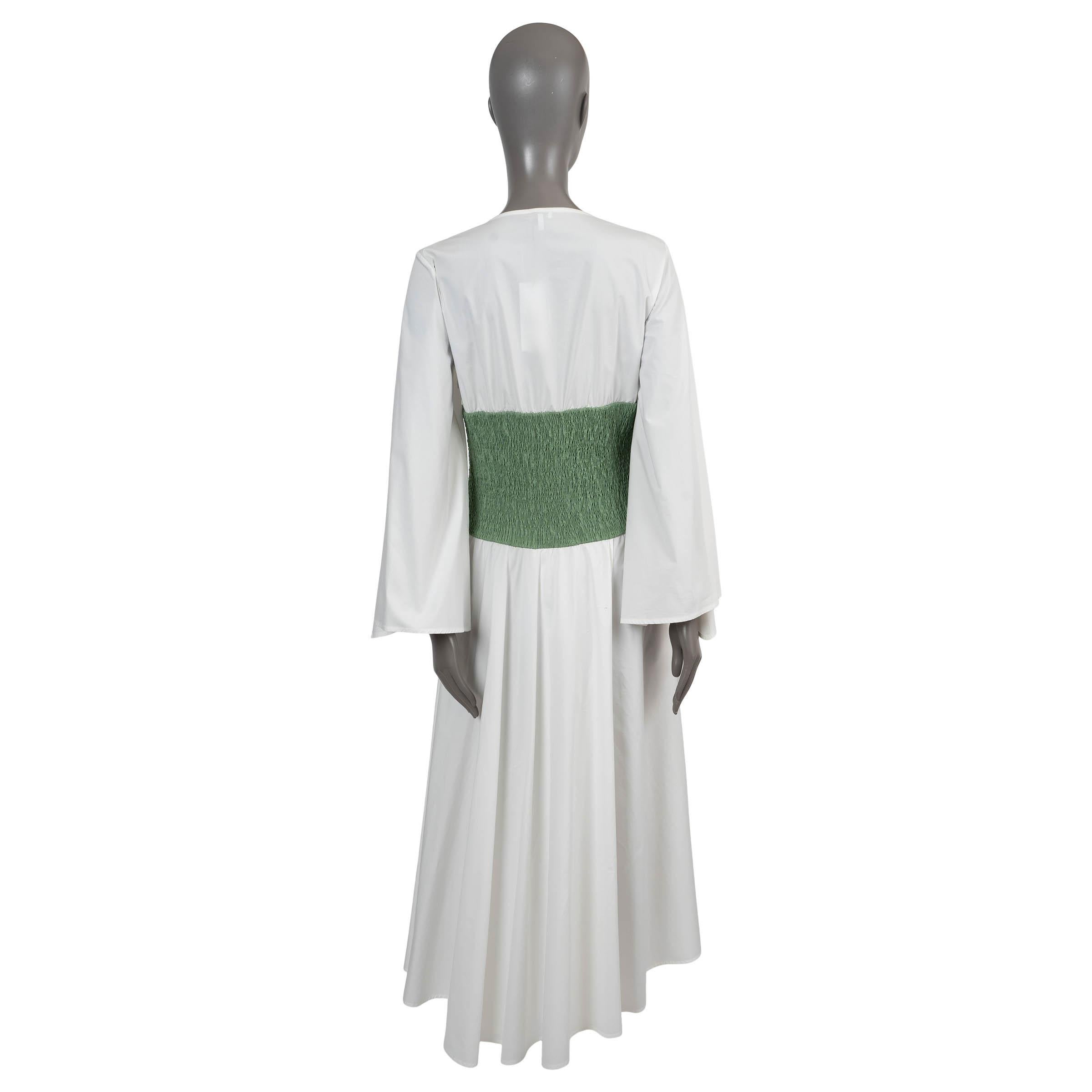 Gray LOEWE white cotton 2020 SMOCKED POPLIN MIDI Dress 38 XS For Sale