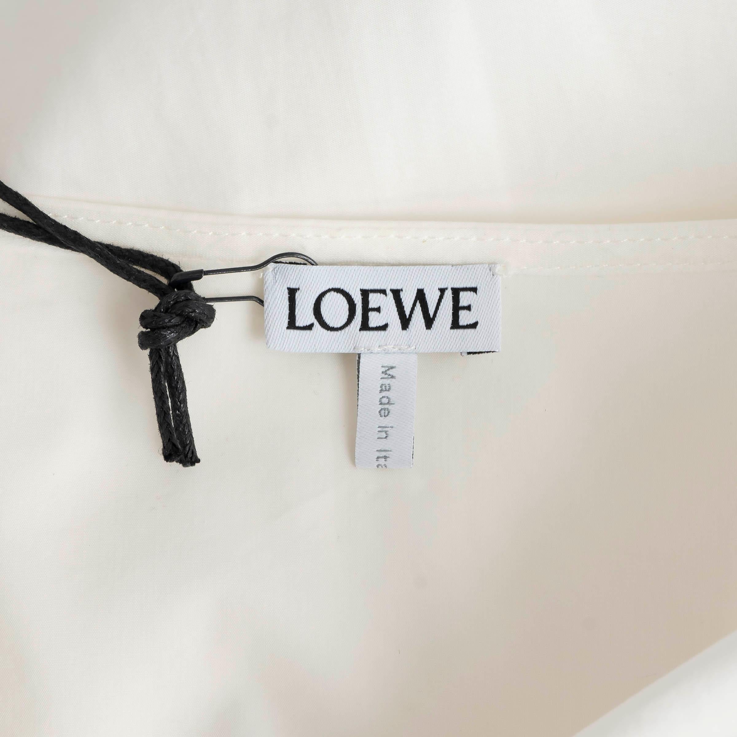 Women's LOEWE white cotton 2020 SMOCKED POPLIN MIDI Dress 38 XS For Sale