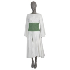 LOEWE white cotton 2020 SMOCKED POPLIN MIDI Dress 38 XS