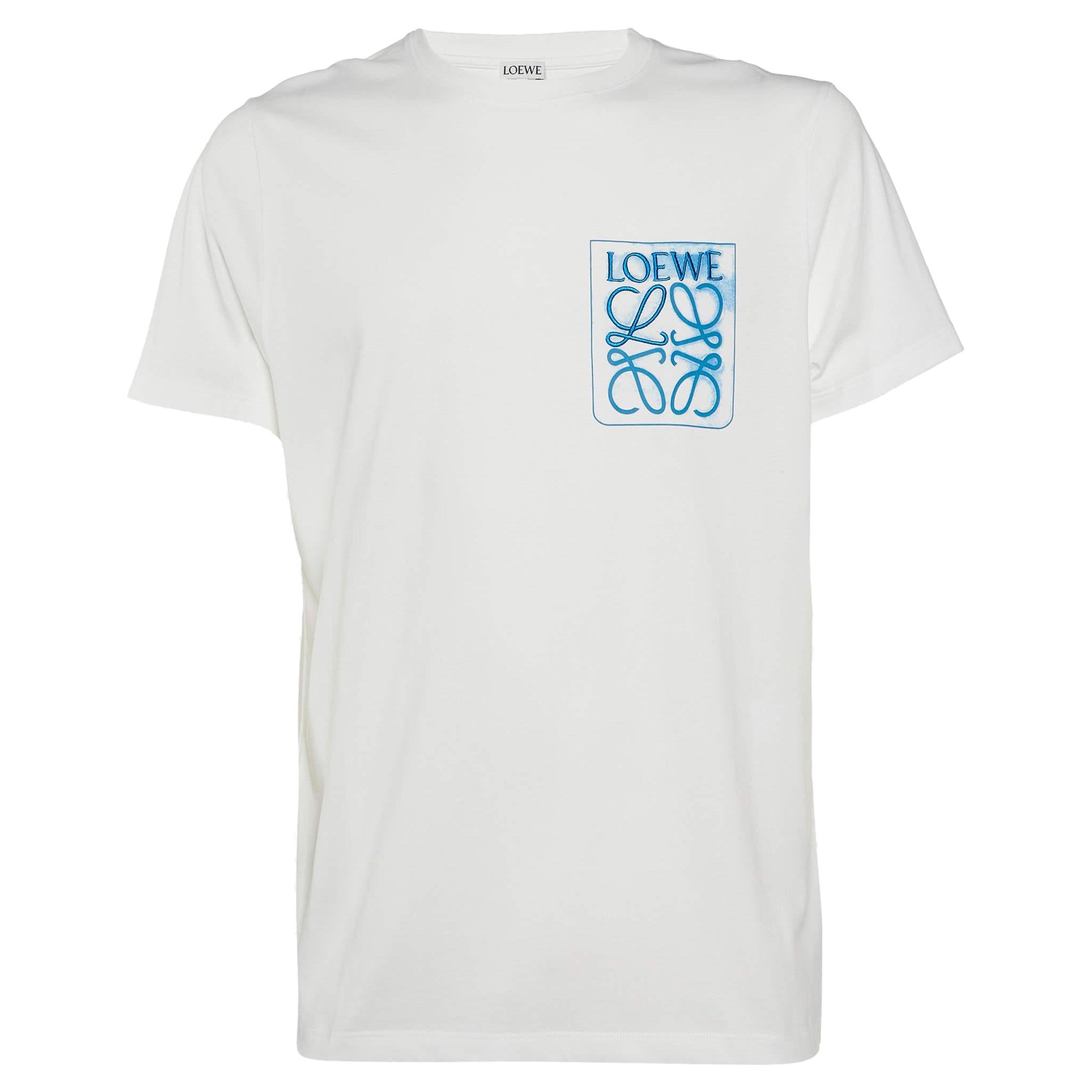 Loewe White Cotton Anagram Fake Pocket Crew Neck T-Shirt XL