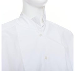 LOEWE white cotton asymmetric collar cropped sleeve boxy shirt S