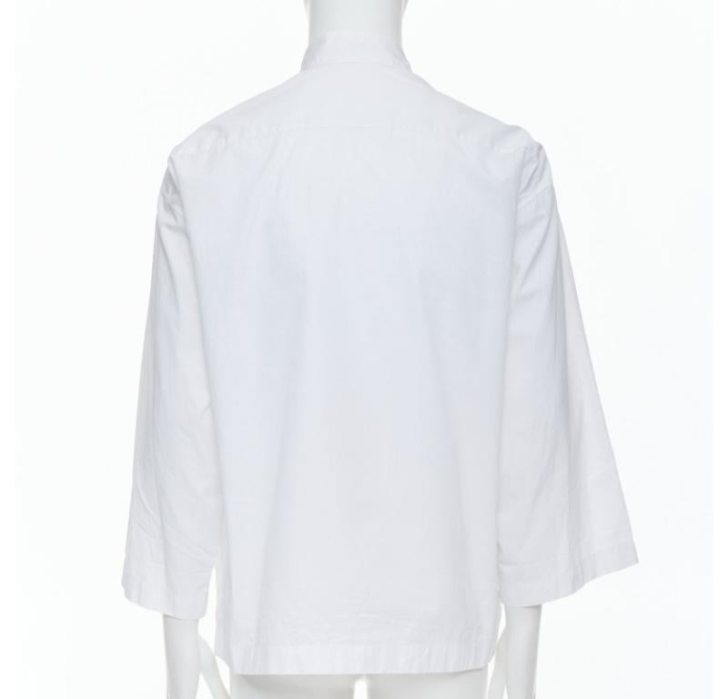 Women's LOEWE white cotton asymmetric collar cropped sleeve boxy shirt S For Sale