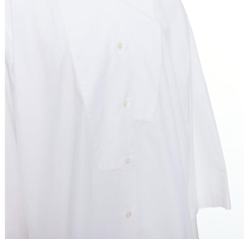 LOEWE white cotton asymmetric collar cropped sleeve boxy shirt S For Sale 2